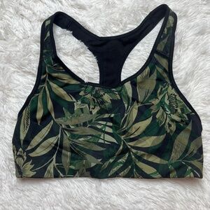 Old Navy Active Sports Bra Size Large Green/Black Floral Print